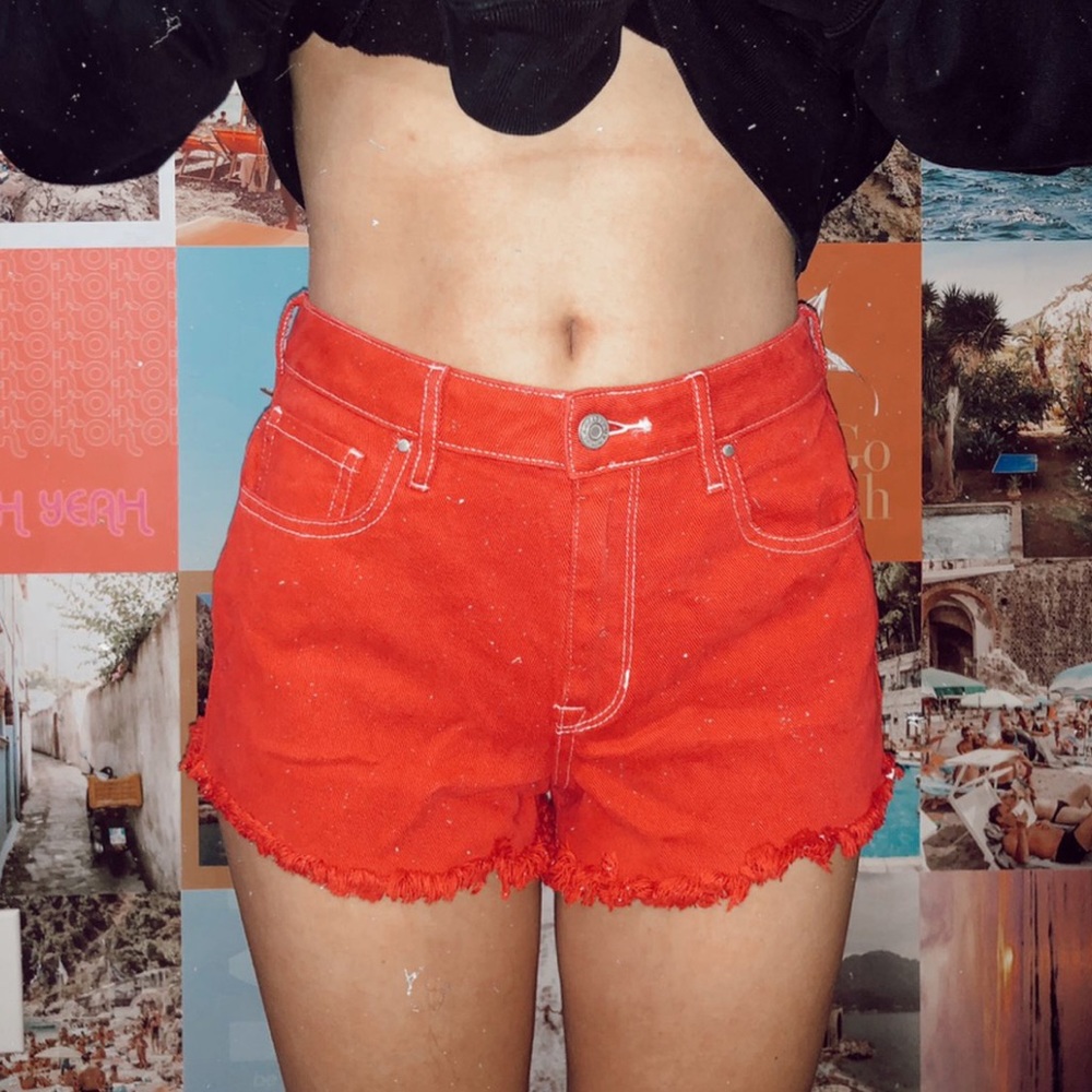 PacSun Red Denim Mom Shorts